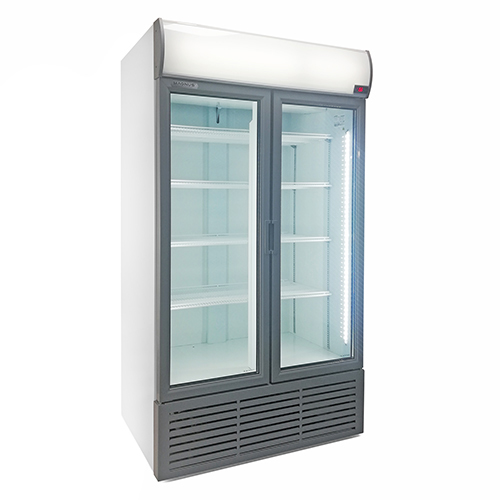 Double door visicooler with canopy and hinged glass doors 0/ +10 ° C, 962 l