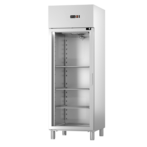 Armário frigorífico de conservação GN2/1 com porta de vidro, 700 l