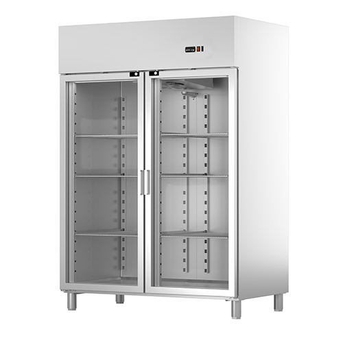 Armário frigorífico de conservação GN2/1 com porta de vidro, 1400 l