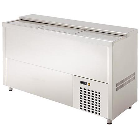 Stainless steel front bar chest cooler with three doors