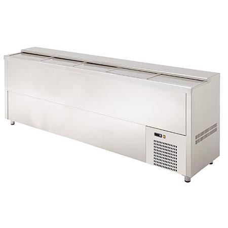 Stainless steel front bar chest cooler with five doors