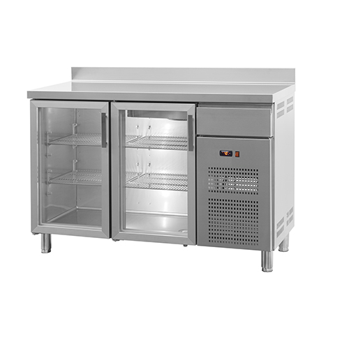 Bar refrigerated counter with 2 glass doors, 224 l