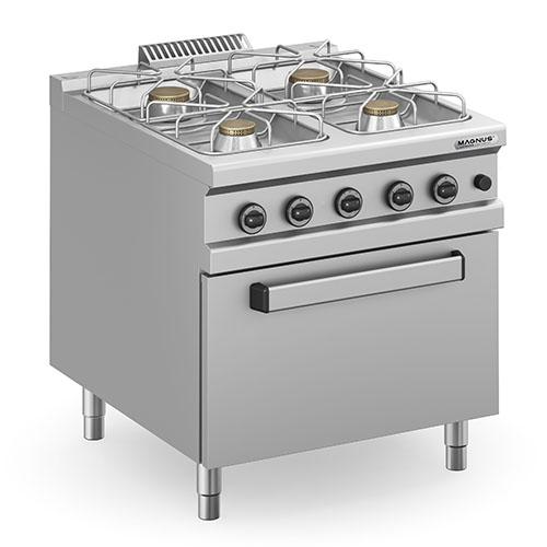 4 Burners gas stove + GN2/1 gas oven
