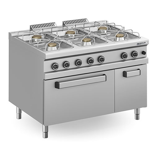 6 Burners gas stove + GN2/1 gas oven