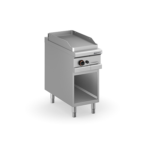 Gas fry-top with grooved plate 380x720 mm, free standing