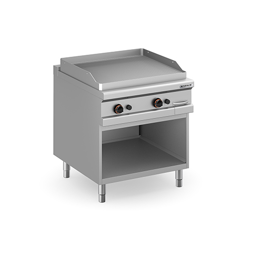 Gas fry-top with grooved plate 780x720 mm, free standing