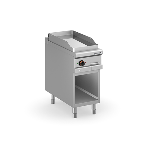 Electric fry-top with chromed smooth plate 380x720 mm, free standing