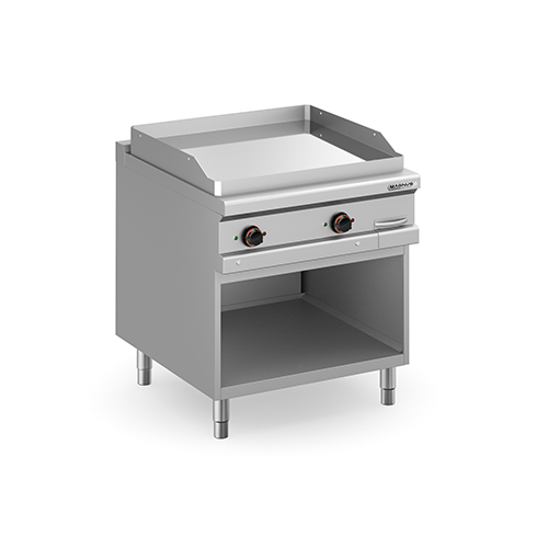 Electric fry-top with chromed smooth plate 780x720 mm, free standing