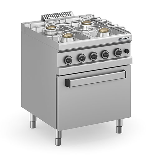 4 Burners gas stove + GN2/1 gas oven