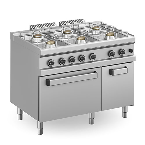 6 Burners gas stove + GN2/1 gas oven