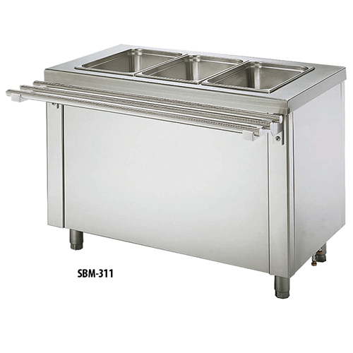 Bain marie counter without storage, 3x GN1/1, 150 mm