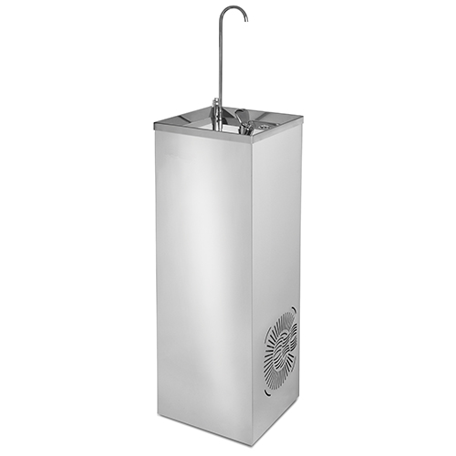Drinking fountain in stainless steel with cup/bottle filler