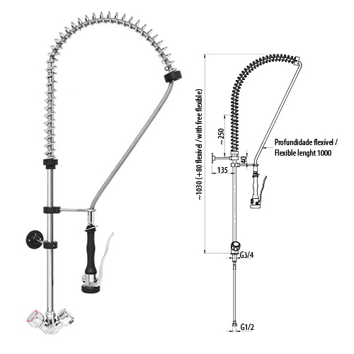 One hole sink mixer with shower