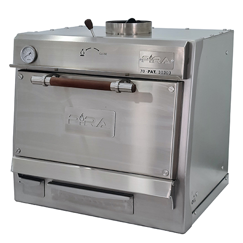 Charcoal oven, fully stainless steel, 60 kg/h - solid door