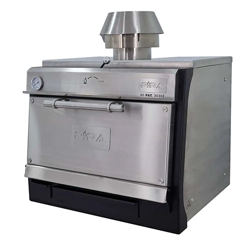 Stainless steel charcoal oven with painted front, 75 kg/h - solid door